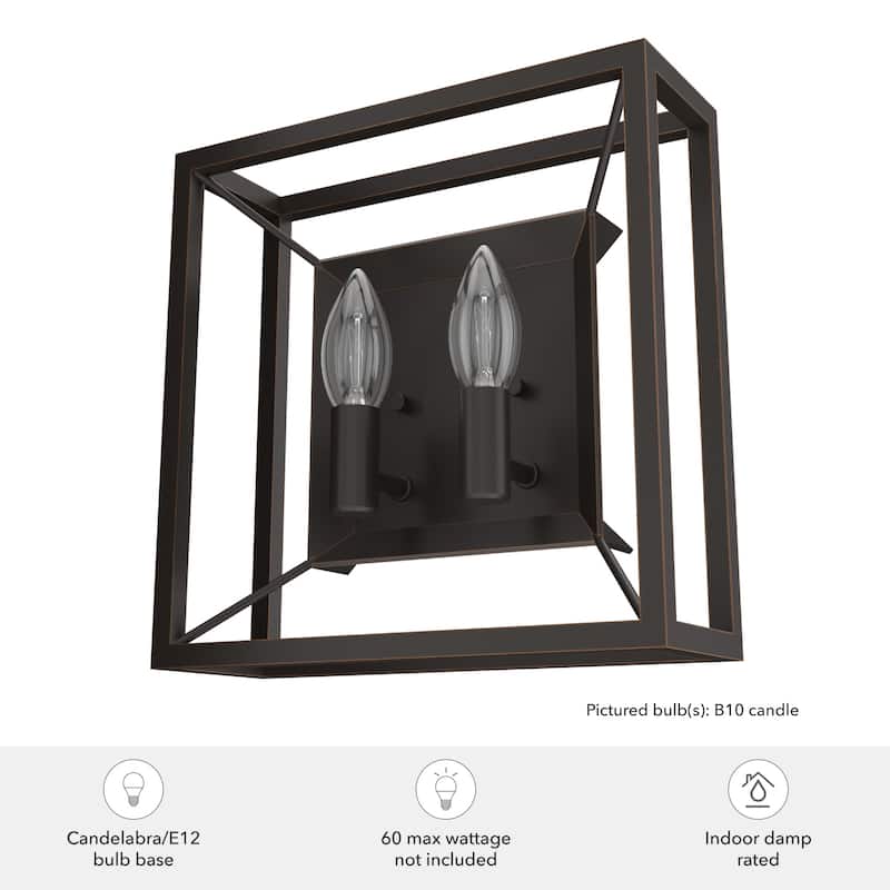Hunter Doherty 2-Light Wall Sconce - Bathroom, Bedroom, Hallway - Industrial, Contemporary, Transitional - Damp Rated