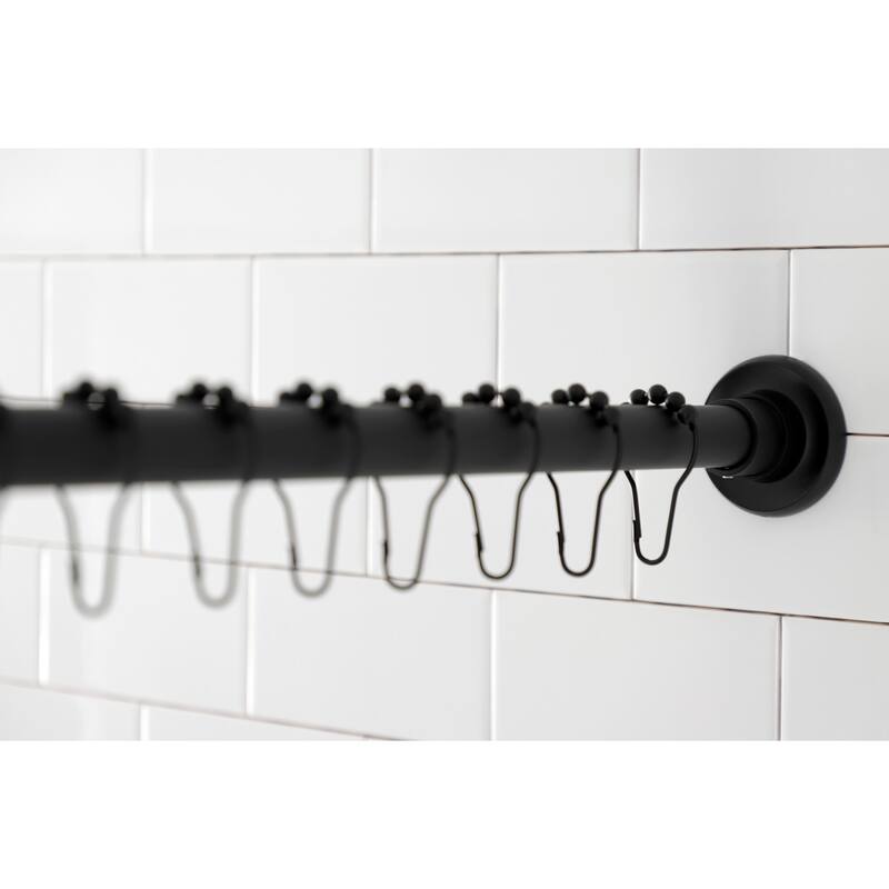 Edenscape 72 in. Adjustable Stainless Steel Shower Curtain Rod with Rings in Brushed Brass