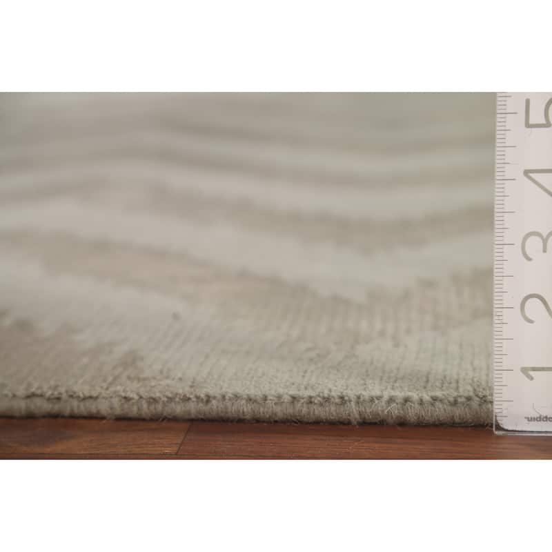 Chevron Style Nepalese Modern Area Rug Hand-Knotted Wool Carpet - 5'11" x 8'9"