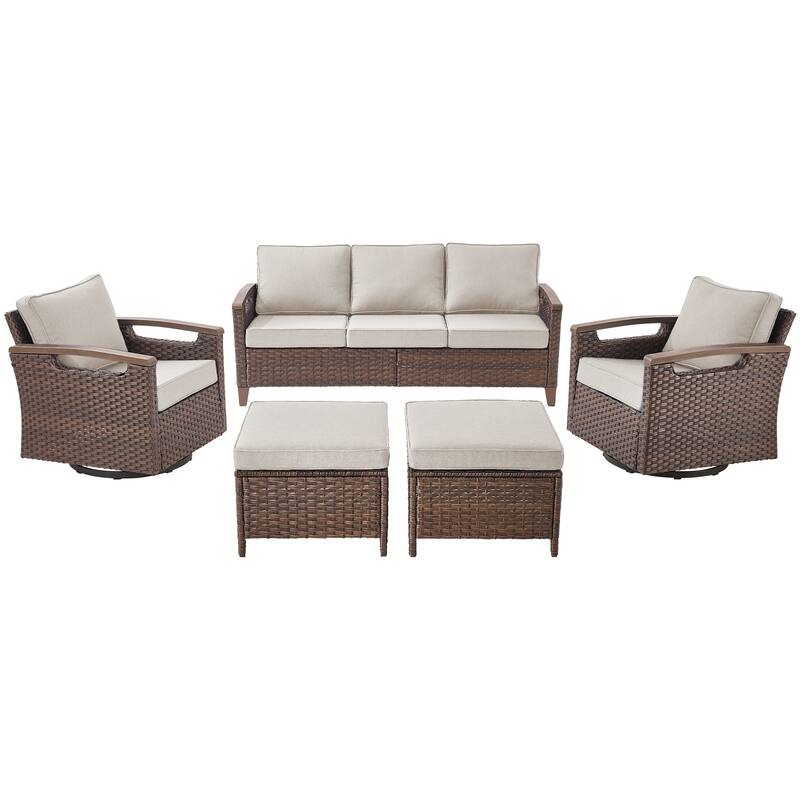 Pocassy Outdoor Patio Sofa Chair Ottoman Table Furniture Set