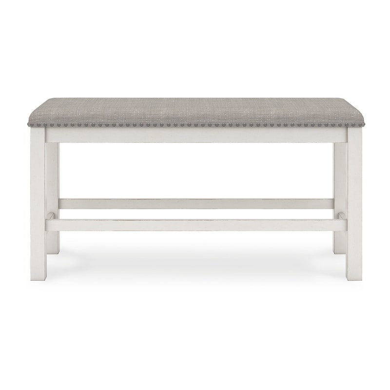 Signature Design by Ashley Robbinsdale White/Gray 49" Counter Height Dining Bench - 48.75"W x 17.25"D x 24.5"H