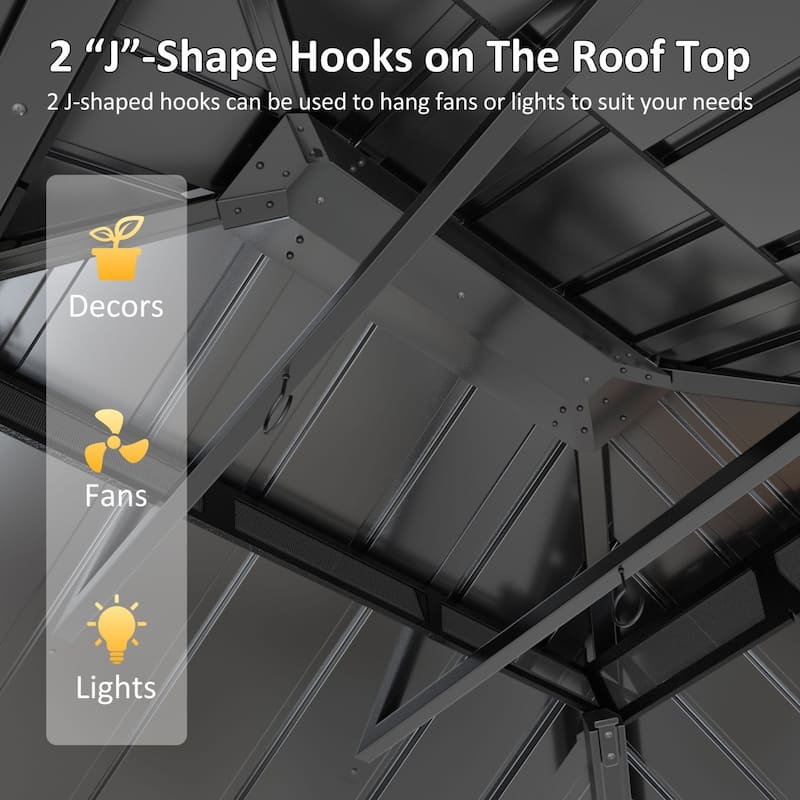 VEIKOUS Aluminum Double Hardtop Gazebo Pergola for Patio, Lawn, and Garden with Removable Netting