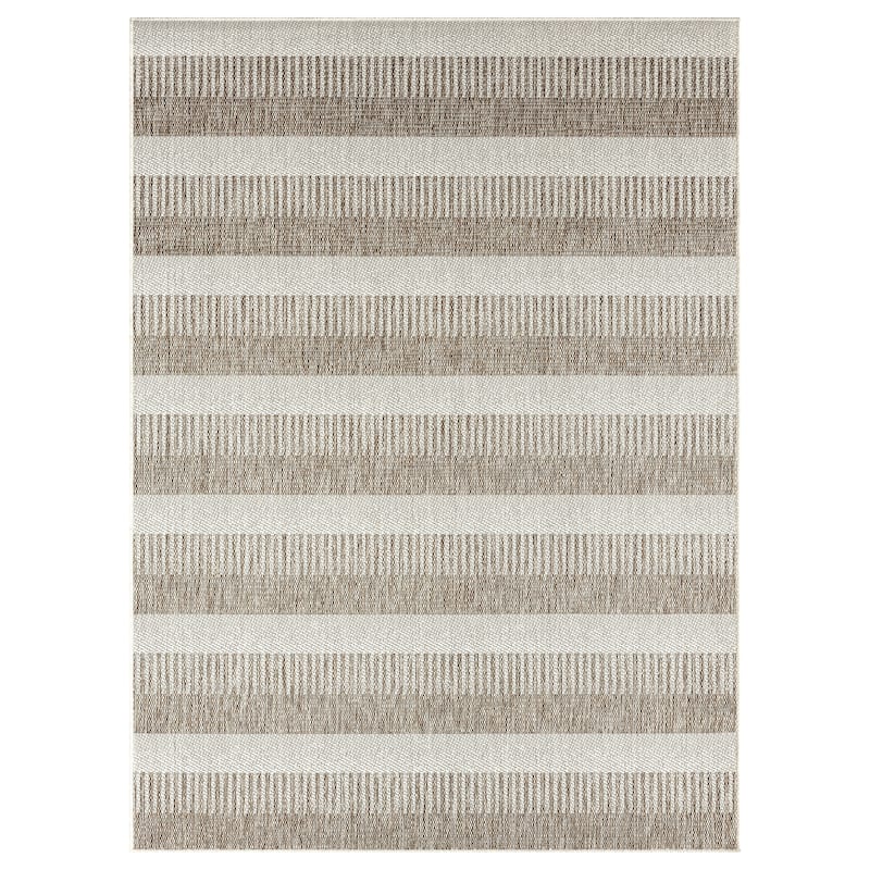 Nicole Miller New York Patio Country Charlotte Modern Stripe Indoor/Outdoor Area Rug - 7'9"x10'2" - Taupe