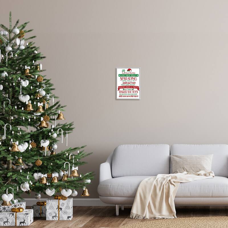Stupell Silly Little Elves List Festive Christmas Phrases Framed Wall Art