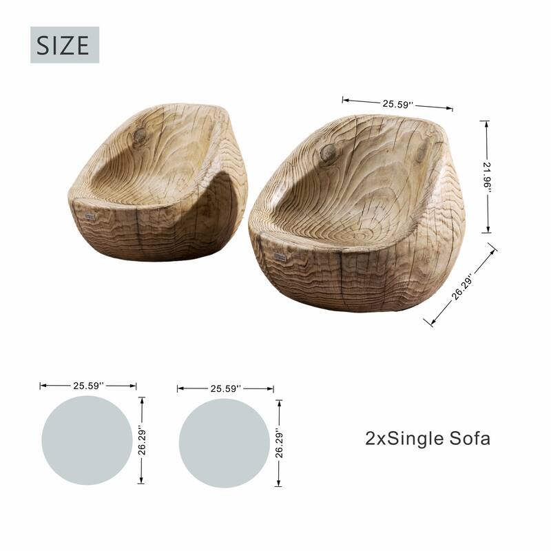 Set of 2 Outdoor Imitation-Wood Stool Sofas