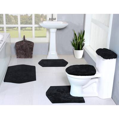 Home Weavers Waterford Collection 5 Piece Genuine Cotton Bath Rugs Set, Includes Lid and Tank Covers