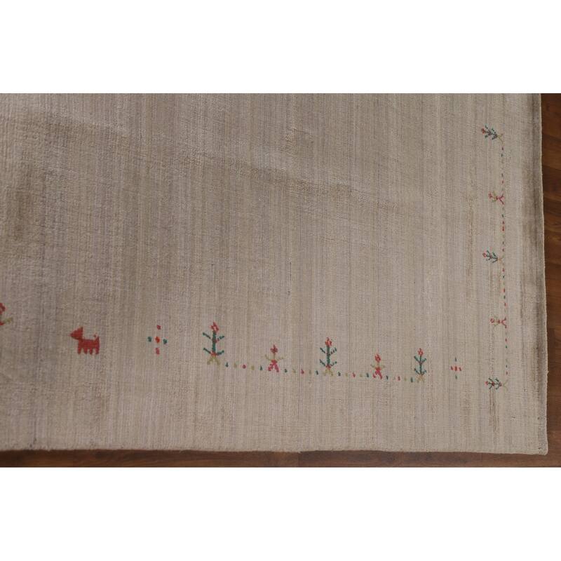 Tribal Gabbeh Indian Area Rug Hand-Knotted Wool Carpet - 8'1"x 9'10"