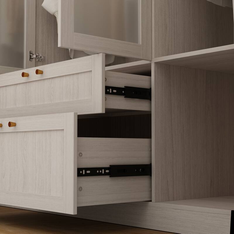 Combo Large Frosted Glass Closet: Versatile Wardrobe Options Armoires