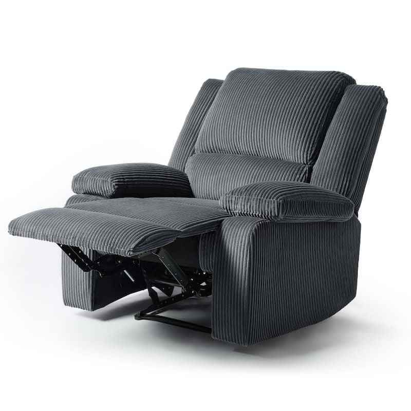 2 Set Corduroy Manual Recliner Glider Club Chair with Footrest