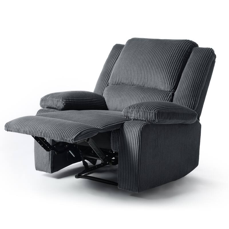 Corduroy Manual Recliner Glider Club Chair with Footrest