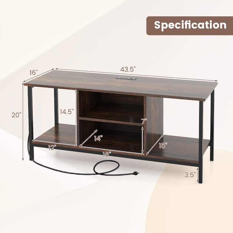 Gymax TV Console Table w/ Power Outlets 50" Industrial TV Stand w/