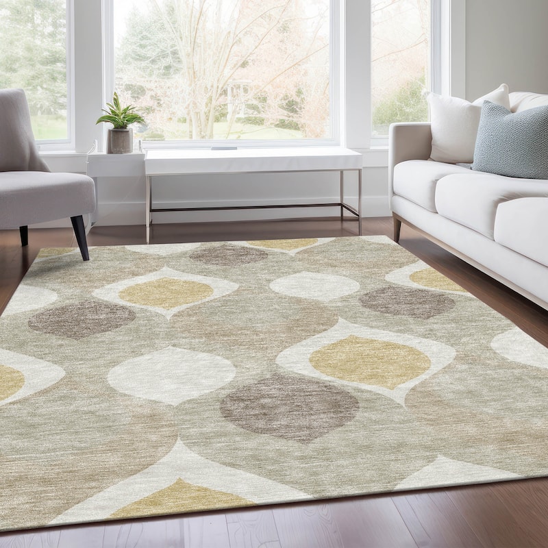 Machine Washable Indoor/ Outdoor Chantille Contemporary Geo Rug