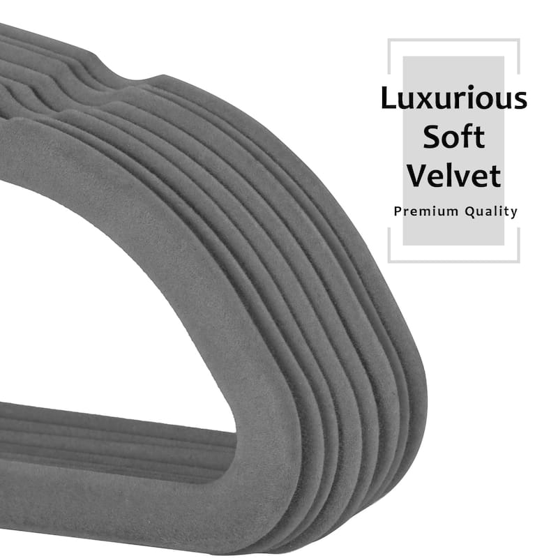 VECELO Mackaylee Velvet Hangers, Non Slip Standard Clothes Hanger Set, Heavy Duty Ivory Hangers(30/50/60/100 Pack)