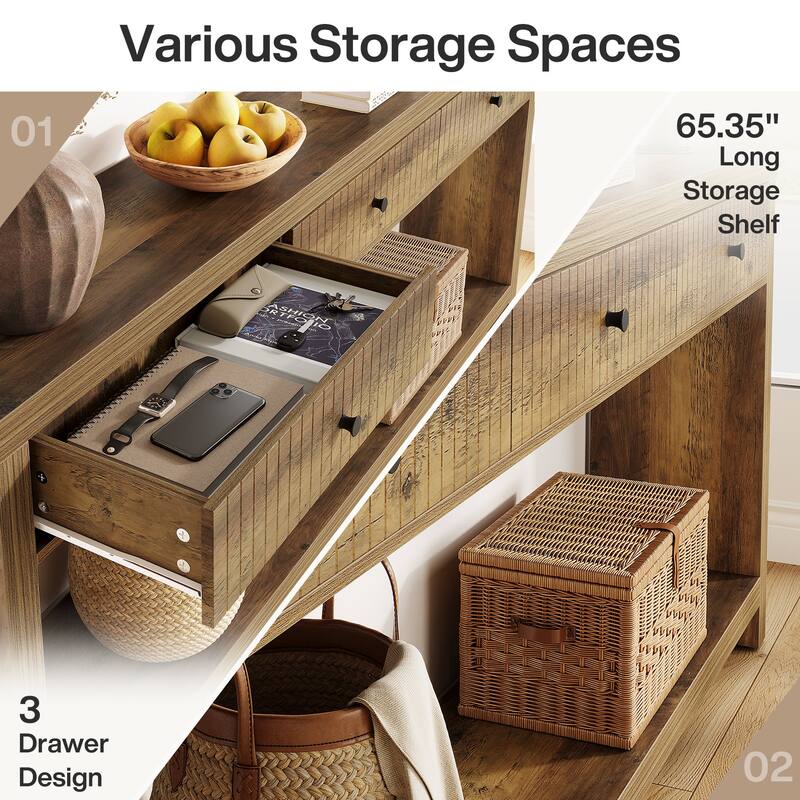 70.9" Extra Long Console Table with Drawers & Storage, Entryway Sofa Couch Foyer Accent Table for Living Room Hallway Entrance