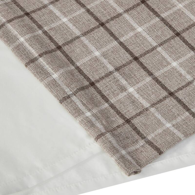 Madison Park Anaheim Plaid Faux Leather Tab Top Single Curtain Panel with Fleece Lining
