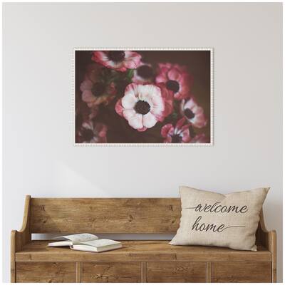 Kate and Laurel Sylvie Bouquet of Deep Pink Anemones Framed Canvas by Kristy Campbell