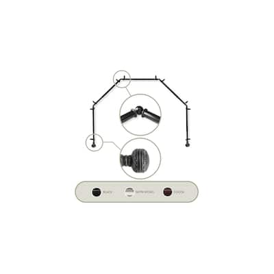 Retro Curtain Rods & Hardware - Adjustable Metal Rods with Finials - Black Home Decor - M
