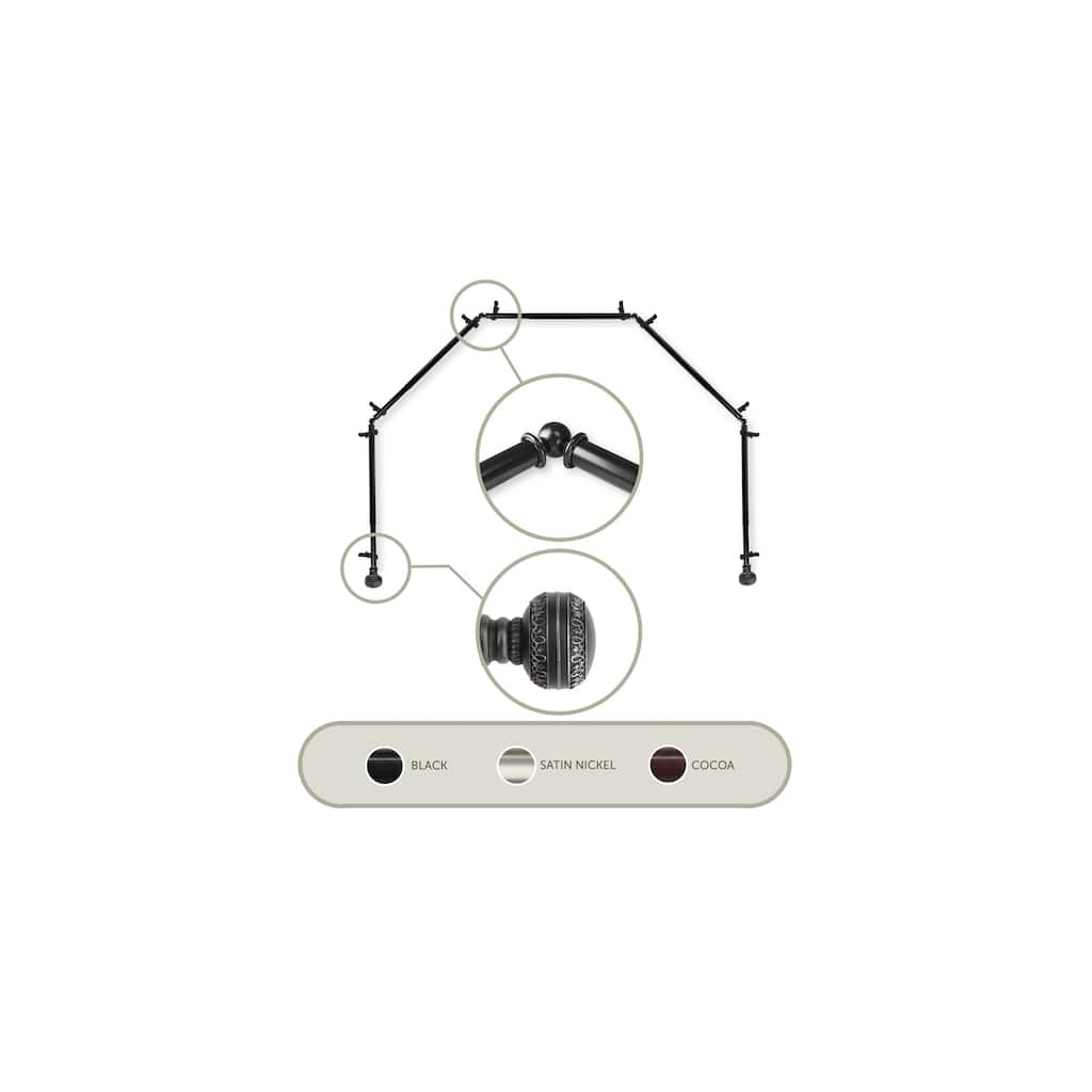 Retro Curtain Rods & Hardware - Adjustable Metal Rods with Finials - Black Home Decor - M