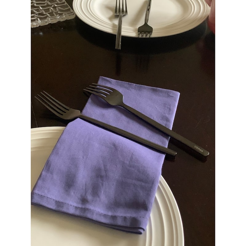 VIBHSA Dinner Forks Set of 6 Pieces (Stainless Steel, Black Glossy)