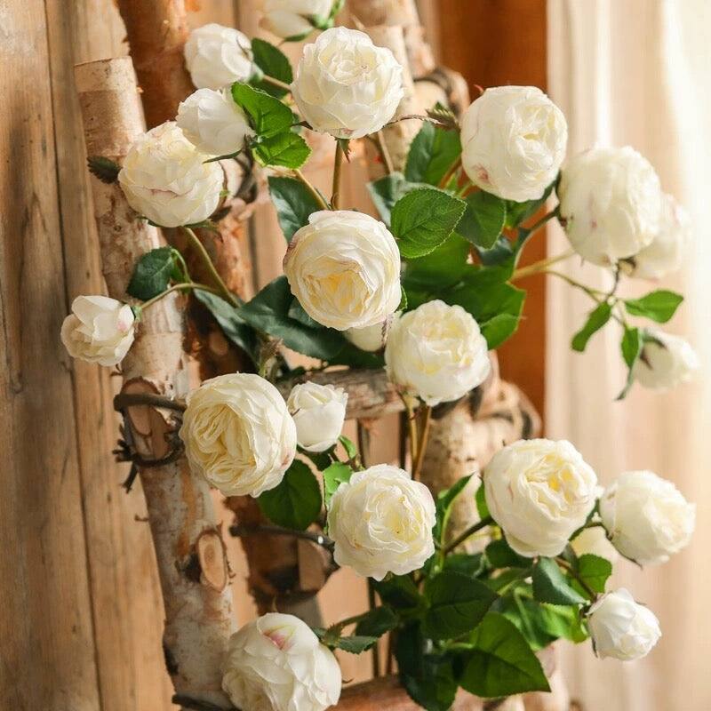 RusticReach White Cabbage Rose Stem 20.8" Tall