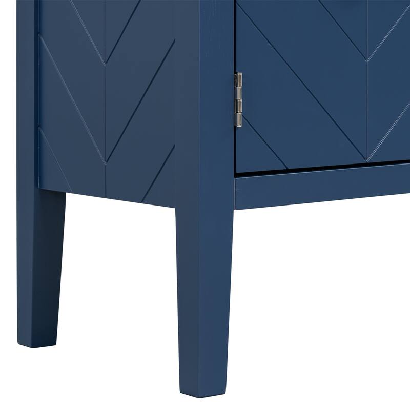 Elegant Four-Door Sideboard Buffet Cabinet Featuring Intricate Geometric Designs and Retro Handles, for Living Dining Rooms