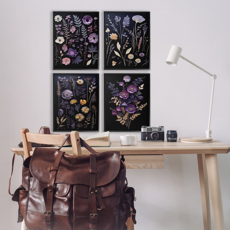 Stupell Dimensional Cottage Flower Sprigs Framed Giclee Art Design By Heidi Kuntz (Set of 4)