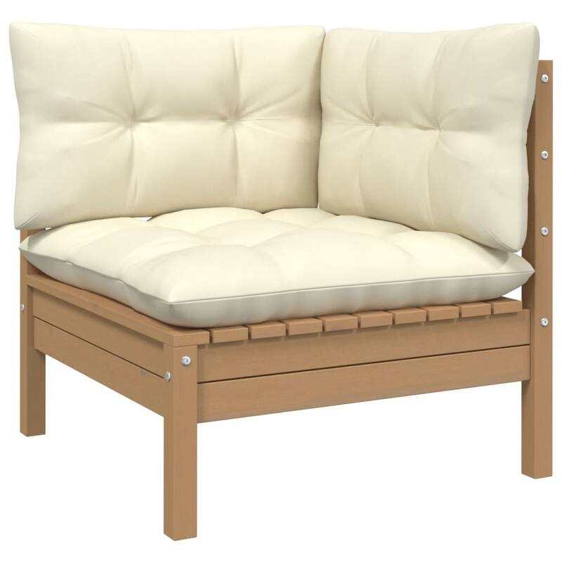 vidaXL Solid Pinewood Patio Lounge Set 9 Piece with Cushions Multi Colors