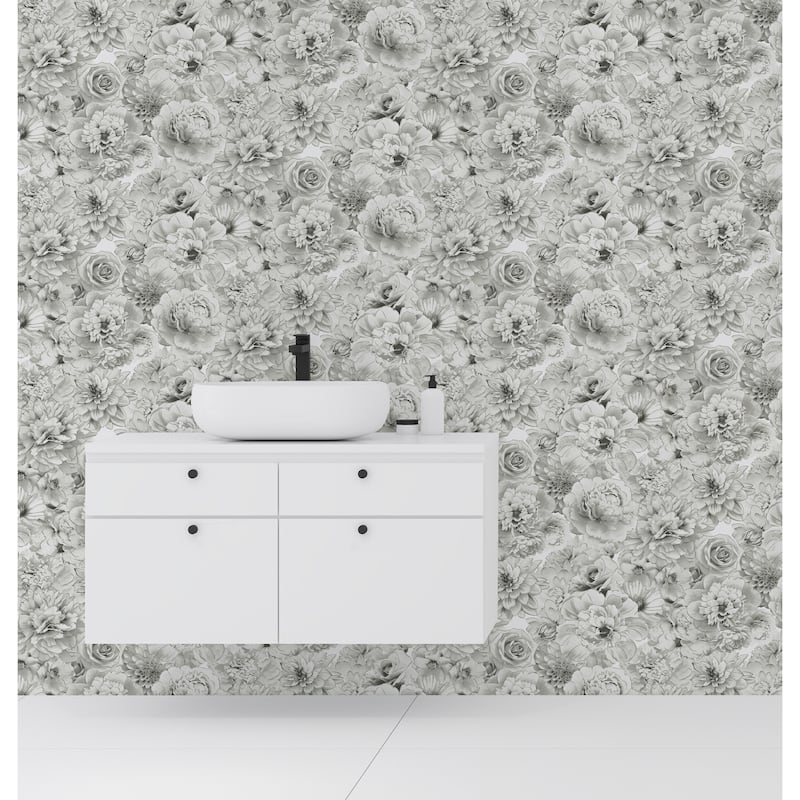 Arthouse Glitter Bloom Floral Silver Wallpaper