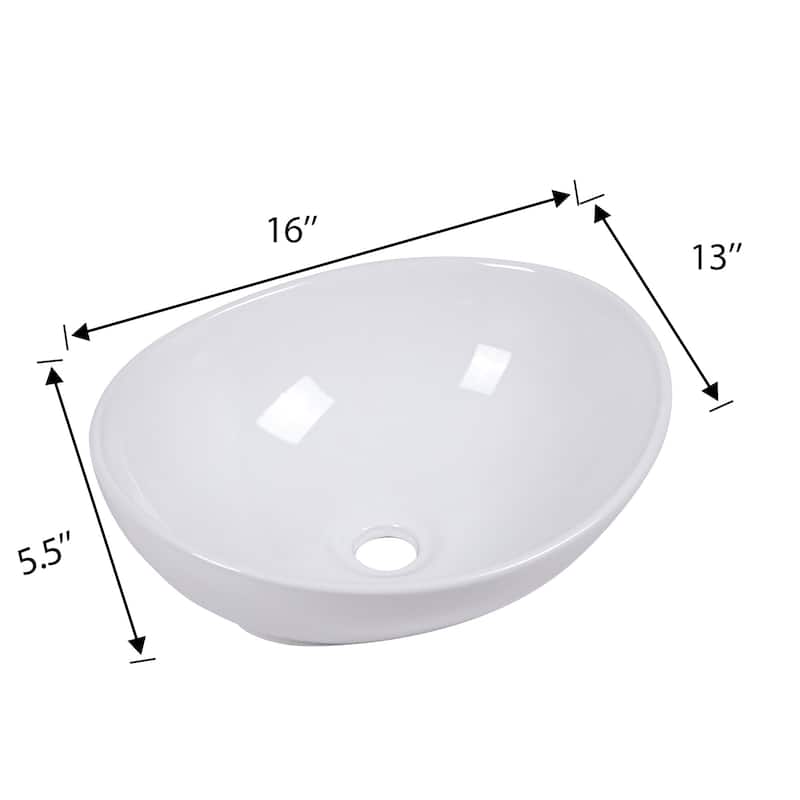 Oval Ceramic Vessel Bathroom Sink - 16