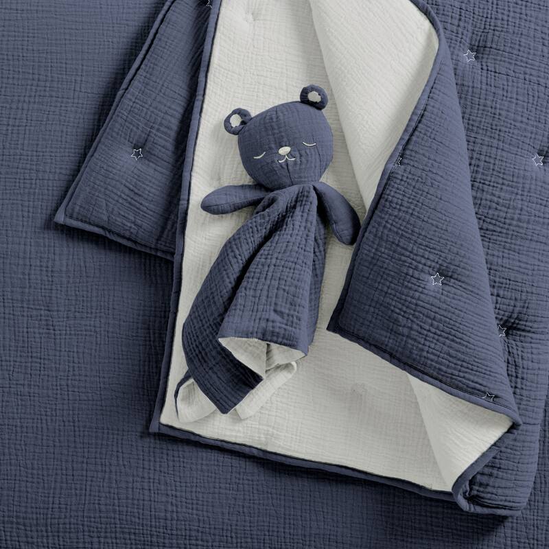 Cloud Muslin Navy/White 5pc Bedding Set - Levtex Baby