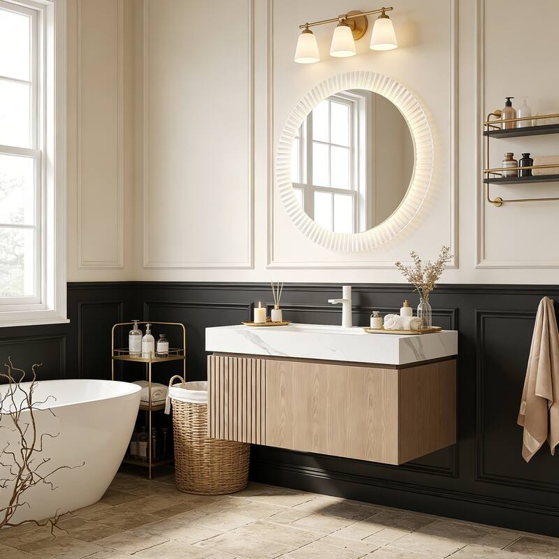 Floating Storage Bathroom Vanity with 1 Pre-drilled Faucet Hole