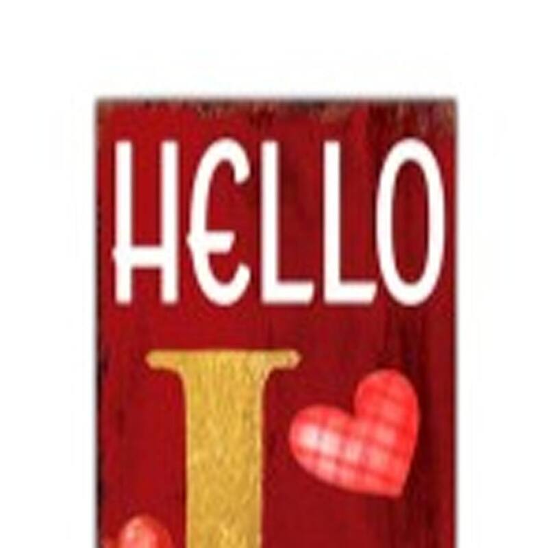 HomeRoots 72" Red And Gold Solid Wood Hello Love Valentine's Day Porch Sign
