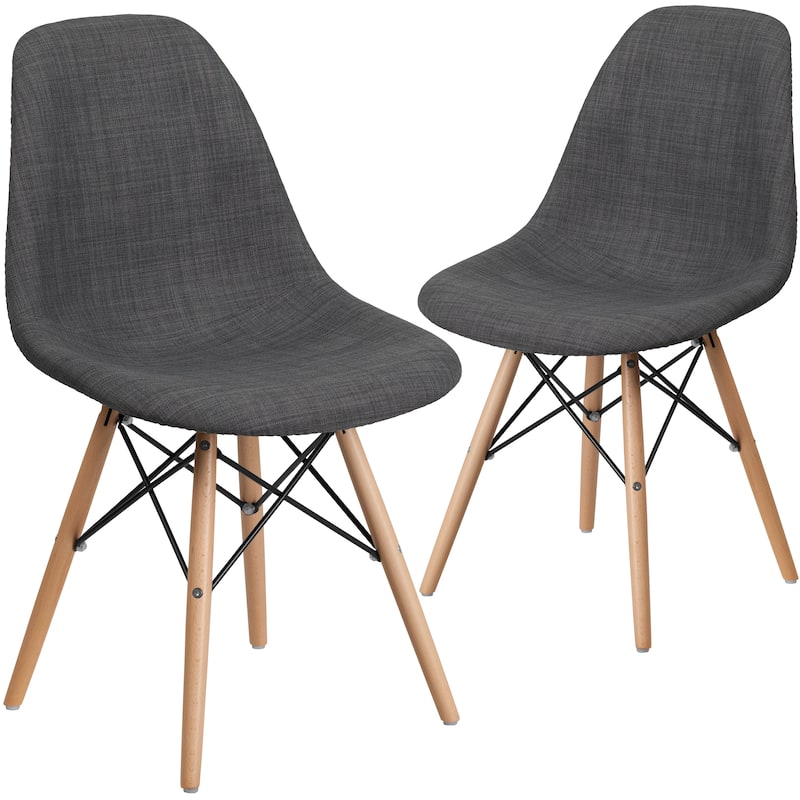 2 Pack Elon Series Fabric Chair with Wooden Legs