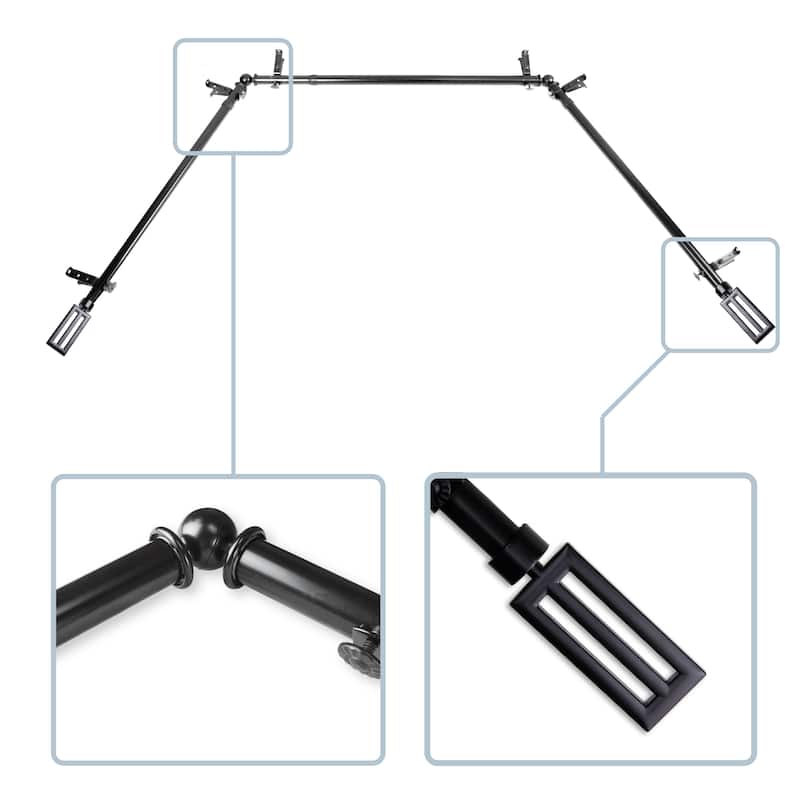InStyleDesign Cavalier 13/16" Bay curtain rod 20"-36", 38"-72" - Black