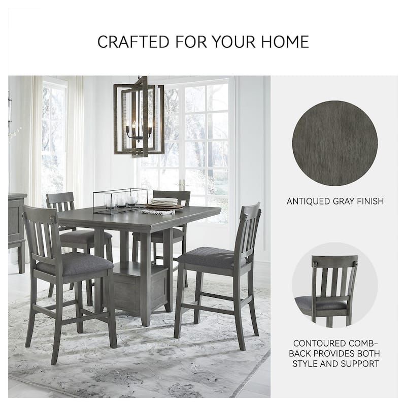 Hallanden Gray Upholstered Counter Height Barstool, Set of 2 - 18"W x 21"D x 41"H