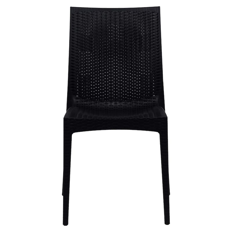 Outdoor Patio Dining Chairs, Set of 4 Stackable Polypropylene Chairs with Woven Design for Garden, Deck, or Pool