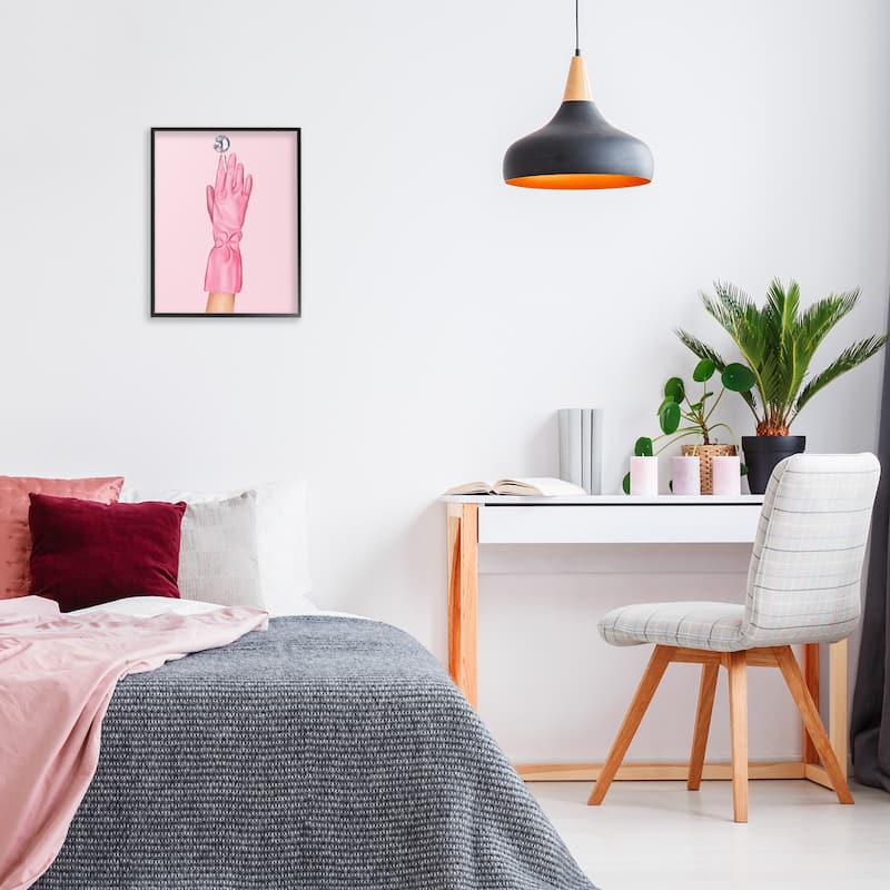Stupell Pink Glove & Disco Ball Framed Giclee Art Design By Ziwei Li