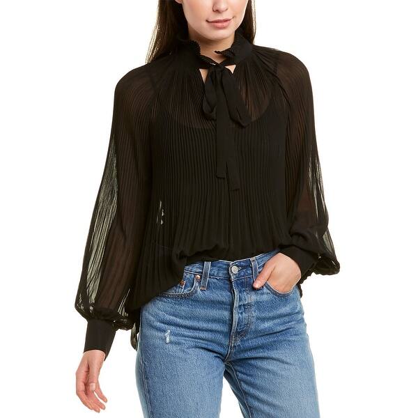 Shop Endless Rose Pleated Chiffon Blouse Overstock 29649426 Xs