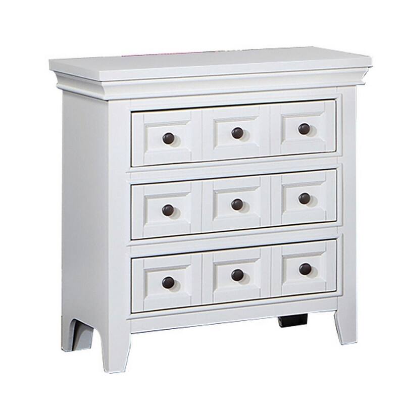 White 3 Drawer 26 in. W Nightstand with Sturdy Hardware and Ample Storage