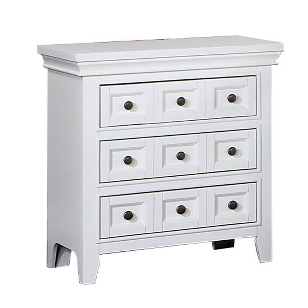 White 3 Drawer 26 in. W Nightstand with Sturdy Hardware and Ample Storage