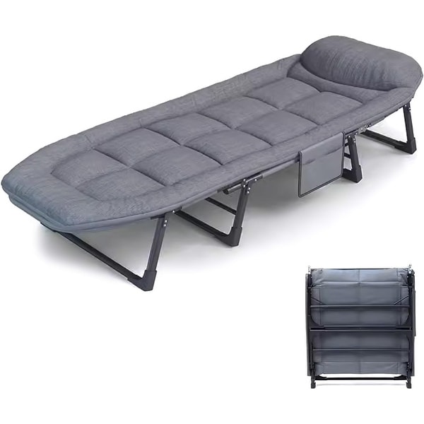 1-Pack Patio Chaise Folding Bed with Mattress,Comfortable