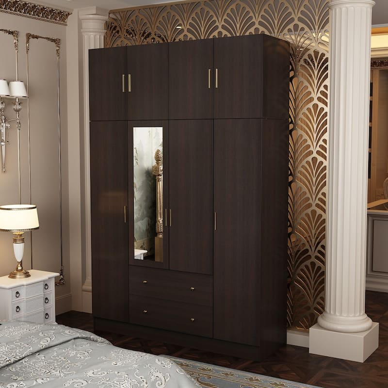 63"W Family Wardrobe/Armoire/Closet by Timechee with Mirror Doors