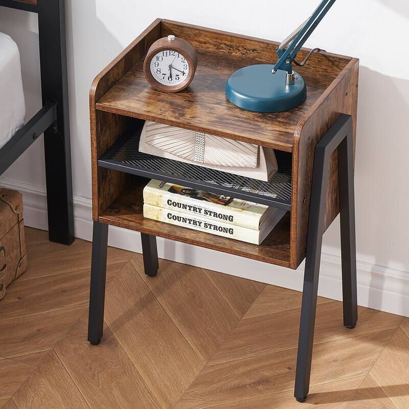Javlergo Stackable Nightstand with Open Storage Shelves for Bedroom, Side End Table for Living Room