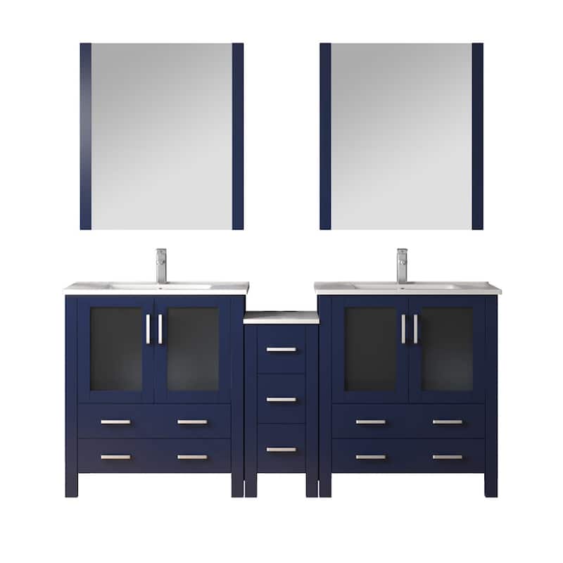 Volez Bath Vanity with Side Cabinet, Ceramic Top & Sink