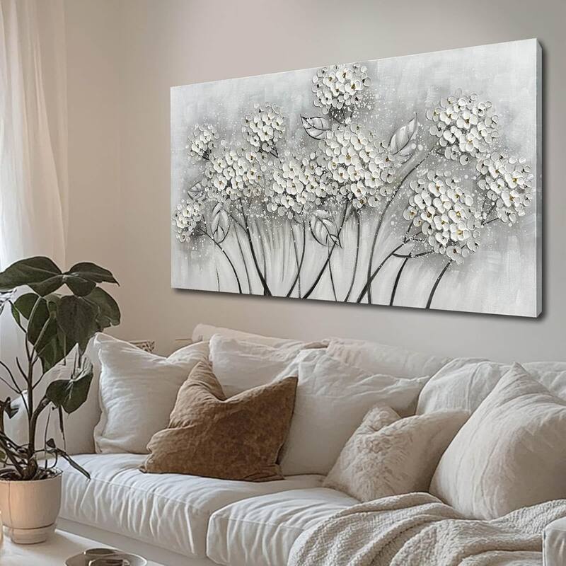 White Flower Wall Art- Canvas Print Art- Botanical Pictures - 20 x 40