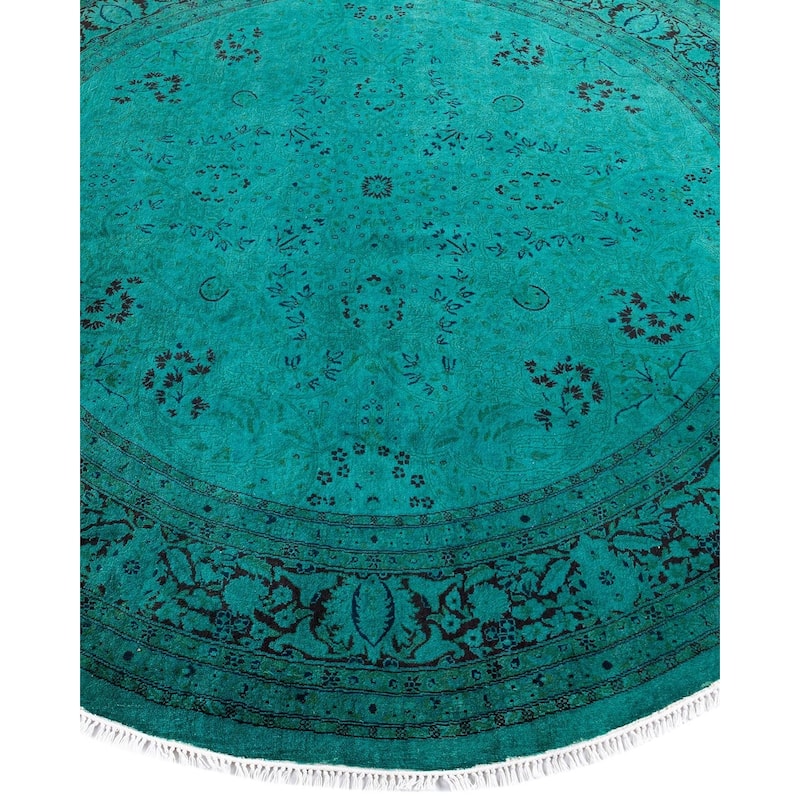 Fine Vibrance, One-of-a-Kind Hand-Knotted Area Rug - Green, 6' 1" x 6' 1" - 6' 1" x 6' 1"
