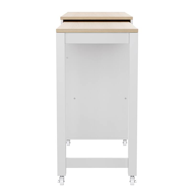 74.5″ Rolling Kitchen Island Cart with Extendable Table, Spice Rack & 2 Drawers