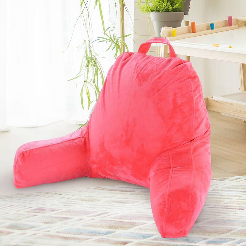 Cheer Collection Kids Size Reading and Backrest Pillow with Armrest - Hot Pink
