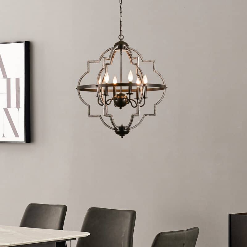 Maxax 6 - Light Candle Style Geometric Chandelier - MX19063-6-P