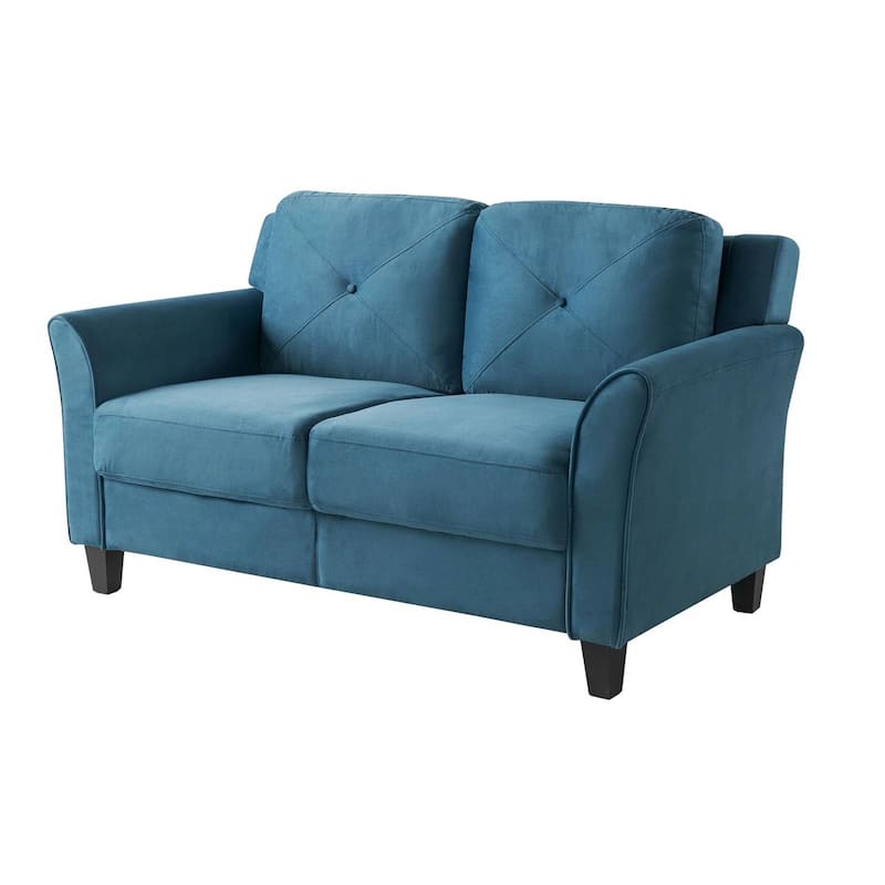 Modern 2-Seater Upholstered Microfiber Loveseat Sofa with Tufted Cushions for Living Room - 32.7'' H x 56.3'' W x 31.5'' D - Blue